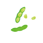 枝豆が２個斜めに配置されているイラスト