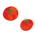 トマトが２個斜めに配置されているイラスト